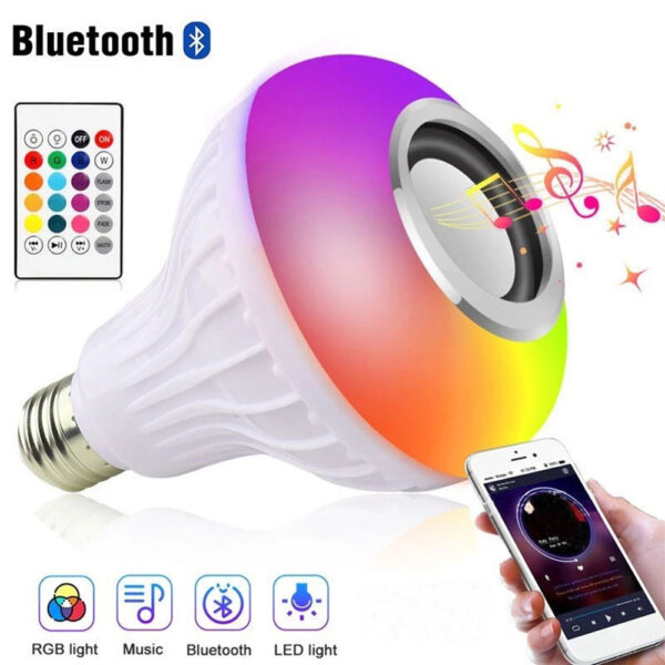 RGB Smart Bluetooth Speaker Music Bulb Colorful Stage Light Bulb Cool LED Light Wireless Remote Control with Stereo