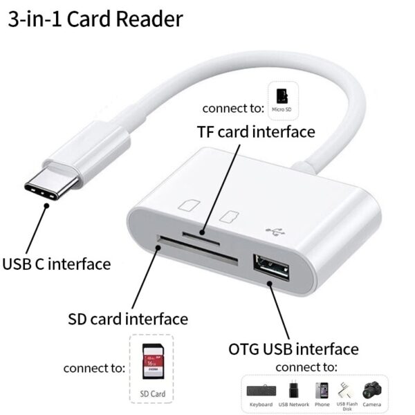 Type C Adapter TF CF SD Memory Card Reader OTG Writer Compact Flash USB-C for IPad Pro Huawei Macbook Samsung Xiaomi Cardreader - Image 2