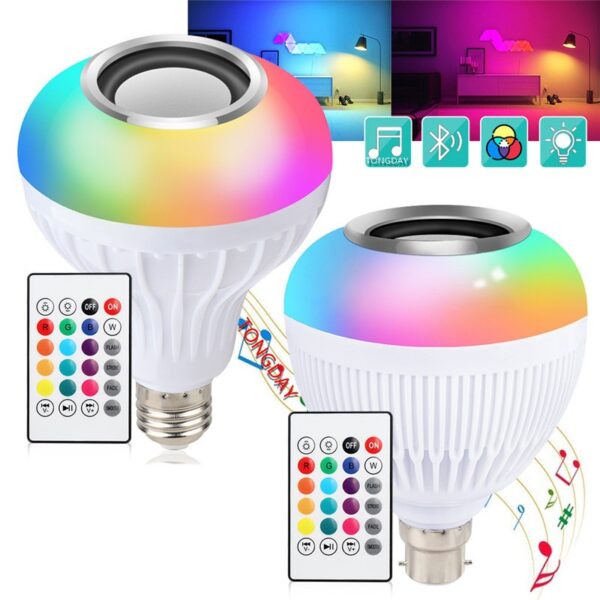 RGB Smart Bluetooth Speaker Music Bulb Colorful Stage Light Bulb Cool LED Light Wireless Remote Control with Stereo - Image 2